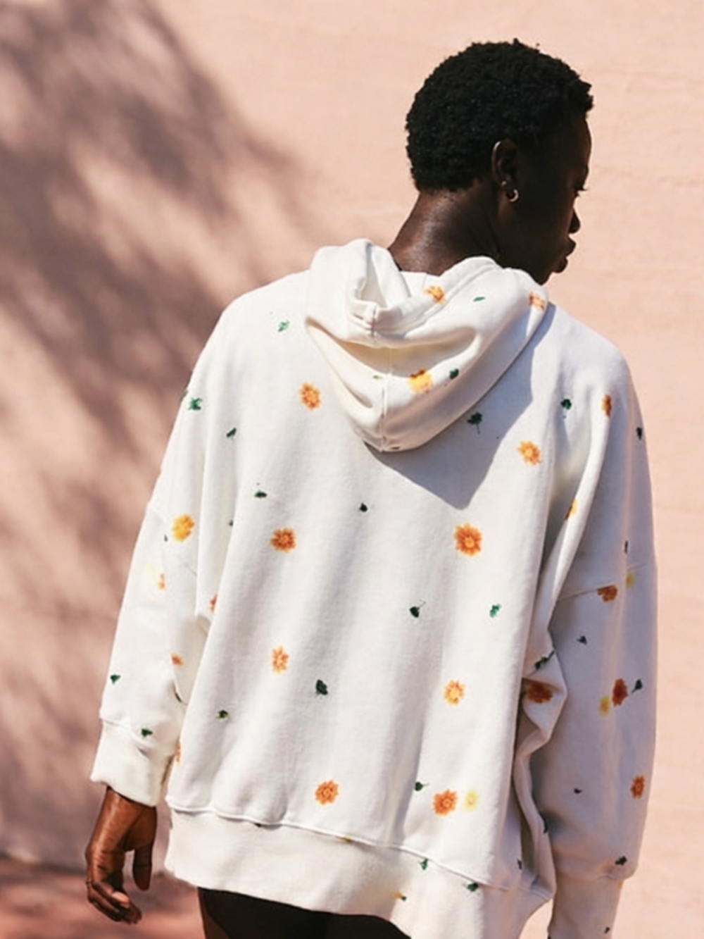Free People Movement x Dykween Floral Hoodie Oversized Cream Sweatshirt Boho FP - Picture 5 of 9